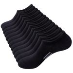 YUEDGE Mens No Show Socks Black Lightweight Loafer Sneakers Low Cut Ankle Socks Short Casual Cotton Socks With Non Slip Grips for Men Size 10-13, 12 Pairs/Pack