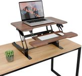 Mount-It! Height Adjustable Standing Desk Converter, Compact 30” Wide Tabletop Standing Desk Riser with Gas Spring, Desktop Stand Up Desk with Keyboard Tray Fits Monitor or Laptop, Dark Walnut