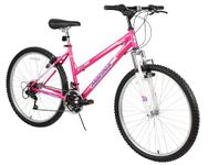 Dynacraft Hardtail Echo Ridge Mountain Bike Womens 26 Inch Wheels with 18 Speed Grip Shifters and Dual Hand Brakes in Pink