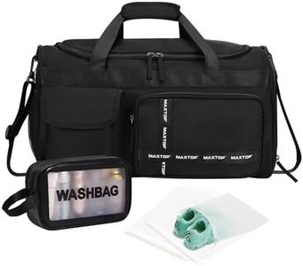 MAXTOP Travel Duffle Bag for Men Women Weekender Overnight Bags Large Capacity Carry On Duffel Bag With Shoe Compartment,Sports Gym Tote Bag with Dry and Wet Separation Black
