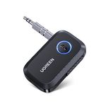 UGREEN Car Bluetooth 5.3 AUX Adapter, Mini Bluetooth 5.3 Receiver for Home Stereo/Speaker/Wired Headphones/Car, Bluetooth Car Receiver AUX, Handsfree Call, Dual Device Connection, 15 Hour Playtime