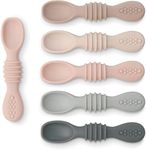 Simka Rose Silicone Baby Spoons Self Feeding 6 Months - First Stage Infant Spoons for Babies & Toddlers- Baby Led Weaning Spoons Set of 6- Easy on Gums Food Training Utensils Dishwasher Microwave Safe