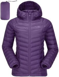 CAMELSPORTS Women's Down Jacket Hooded Winter Light Weight Short Puffer Coats Packable Warm Windproof Ladies Parka