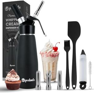 Opulenta Premium Whipped Cream Dispenser – Leak-Proof Whip Maker with 3 Stainless Steel Nozzles, Spatula, Food Pen & Brush – Professional Whipped Cream Maker Canister – N2O Not Included – 500ml