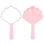 Gjinxi Shell Shaped Handheld Mirrors, Travel Cosmetic Hand Mirrors with Handle, Shell-Shaped Mirror Decorative Hand Held Mirror for Student Women Girls Valentine's Day Travel Pink