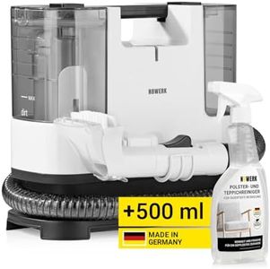 N8WERK Aspirateur-laveur Portable Clean | Nettoyeur de meubles rembourrés et de tapis, léger et compact | Détachant, moteur puissant de 400 watts, réservoir d'eau fraîche et d'eau sale | Détergent inc