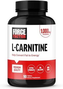 FORCE FACTOR L-Carnitine Supplement, L Carnitine Tartrate 1000mg Capsules to Convert Fat Into Energy, Support Muscle Recovery, and Boost Exercise Performance, Vegan, Non-GMO, 90 Tablets