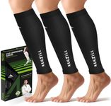 NEWZILL Calf Compression Sleeve for Men & Women | Footless Compression Socks for Shin Splint Relief, Varicose Veins | Perfect Leg Sleeve for Running, Travel, Nursing, Work, Fitness (Black 3Pairs XXL)