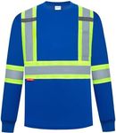 ProtectX High Visibility Long Sleeve Shirts Reflective Hi Vis Safety Shirts for Men Class 2 Work Shirts for Construction Warehouse 1 Pack Blue Long Small