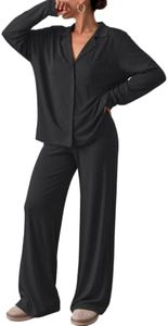 Trendy Queen Women Pajamas Set Sleepwear Fall 2 Piece Soft Lounge Pjs Black