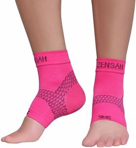 Zensah Plantar Fasciitis Sleeve - Relieve Heel Pain, Arch Support, Reduce Swelling - Compression Foot Sleeve, Plantar Fasciitis Sock (Large, 1 Pair - Neon Pink)