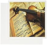 3dRose Classica Old Violin On Music Sheets - Greeting Cards, 6 x 6 inches, set of 6 (gc_109703_1)