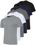 Real Essentials 5 Pack: Men’s 100% Cotton Casual T-Shirts Plain Jersey Shirts Fashion Tees (Big & Tall Available)- Set 4, XXL