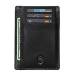 ALLEN & MATE Leather Card Holder Slim Wallet, RFID Blocking Minimalist Wallet Credit Card Holder, Holds Cards and Bank Notes