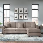 Torque - Moscow 4 Seater Mini L Shape Fabric Sofa Set (Right Side,Beige Brown) for Living Room, Bedroom, Home, Office Furniture | 3 Year Warranty.