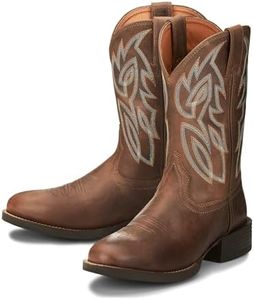 Justin Rendon 11" Western Boot - Men's Round Toe, Cowhide, Removable Orthotic Insole, Slip-Resistant Rubber Outsole, Pecan - 8.5 EE