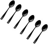 Godinger Flatware Teaspoons for Measuring and Mixing, 18/0 Stainless Steel Black Chisel, Set of 6