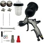 HVLP Spray Gun, 1.3mm/1.8mm Stainless Steel Nozzle, Paint Spray Gun Kit, 600ml Paint Cup, 400ml Mixing Cup and Adaptor, Professional Gravity Feed Spray Gun for Paint and Varnish