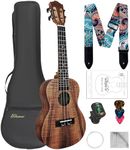 Ulumac Soprano Ukulele, KOA Acacia Wood 21 inch Adults Kids Professional Ukelele for Beginners, Hawaiian Ukele Kit with Carbon String, Tuner, Gig Bag, Strap, P004