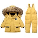 StarTreene Kids Boys Girls Snowsuit Winter Hooded Down Coat Jacket +Bib Pants Snow Trousers 2pcs Clothing Set