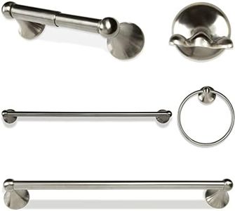 Bathroom Hardware Accessory Set Includes 24’’ Towel Bar, Toilet Paper Holder, Hand Towel bar and Robe Hook - Bathroom Towel Rack Set (5 - Piece Accessories Set, Satin Nickel)