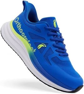 Men's Orthopedic Backpacking Trail Sneakers: Arch Support Heel Spur Plantar Fasciitis Diabetic Hammer Toes Trail Sneakers, Lightweight Comfort Nature Walks Slip On Street Running Shoes Blue Size 14