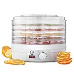 MisterChef® Professional Food Dehydrator, 250W White Color Large 5 Trays – Easy Clean – Easy to use Adjustable Thermostat - BPA Free – Perfect for healthy Snacks, Free 2 Year Warranty