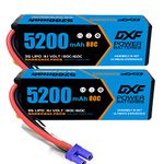 DXF 3S LiPo Battery 11.1V 80C 5200mAh Hardcase Battery with EC5 Plug for RC Car, RC Airplane, RC Helicopter, RC Hobby (2 Packs)