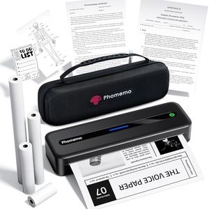 Phomemo M832 Kit Imprimante Portable, Imprimante Thermique sans Encre Compatible avec Phone Via Bluetooth, Windows/macOS Via USB, avec Mallette de Transport et 4 Rouleaux de Papier, Noir