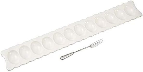 Mud Pie Deviled Egg Tray Set with Fork Serving Dish, One Size, White