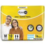 KareIn Overnight Adult Diaper Pants, Medium 75-100 Cm (30"- 40"), 10 Count, Unisex, Leakproof, Elastic Waist, With Aloe Vera Lotion, Anti-Bacterial, ADL, Wetness Indicator