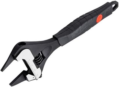 MAXPOWER Wide Jaw Adjustable Wrench, 8-inch Deep Throat Thin Head Stubby Spanner, Dual Scale with Metric and SAE Plumbing Wrenches