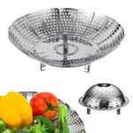 Shop Stoppers Vegetable Steamer Basket, Premium Stainless Steel Veggie collapsible Folding Momos Steamer Basket - Kitchen Essential Foldable Vegetable Steamer for Cooking to Fit Various Size Pot