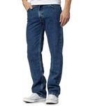 Inspire Me Mens Straight Leg Heavy Duty 100% Cotton Jeans | Regular Straight Leg | Plain Denim Wash Regular Fit Boys Dark Blue, 34W / 29L