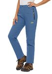 TACVASEN Women's Trousers Winter Outdoor Fleece Ladies Water-Resistant Trousers with Zip Pockets Blue