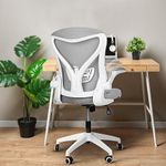 DROGO Premium Ergonomic Office Chair for Work from Home, High Back Computer Chair with Mesh, Flip-up Armrest, Recline, Adjustable Seat & Lumbar Support | Mesh Chair for Office (Grey)