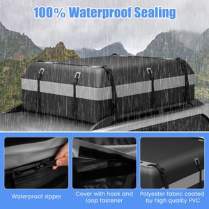 COSTWAY 21 Cu Ft Car Roof Bag – Waterproof Cargo Carrier with Lock & Straps, Black/Grey