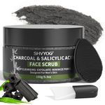 Men's Face Scrub, Bamboo Charcoal Salicylic Acid Face Exfoliant, Facial Peeling Improves Blackheads, Acne, Clogged Pores, Cleansing Oil Control, Pre-shave Care for Men, with Facial Cleansing Brush