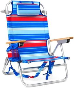 Backpack Beach Chairs for Adults Capacity 300 LBS Low 5 Position Beach Chair with Pouch Straps Folding Lightweight Reclining Aluminum Wide Lay Flat Single