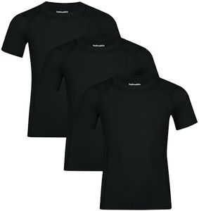 TeGlraddix Boy Girls Compression Shirt Short Sleeve Youth Basketball Undershirt Kids Quick Dry Athletic Base Layer T-Shirt 3Pack Black L