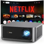 2500 ANSI Lumen Official Netflix Licensed 4K UHD Smart Projector, HAPPRUN Home Theater with Dolby Audio, Wi-Fi 6 & Bluetooth 5.2, Built-in Streaming Apps, Works with Smartphones, Indoor & Outdoor Use