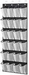 MISSLO Hanging Shoe Rack Over Door Shoe Storage Organiser Holder 24 Large Mesh Pockets with Hanger(Black)