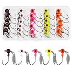 Crappie Jig Heads Fishing Hooks Kit,25pcs Underspin Lures Jig Head with Spinner Blade Eye Ball Painted Fishing Jigs for Bass Trout Saltwater Freshwater 1/16oz 1/8oz 3/16oz