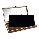 MOOCA Wooden Jewelry display case with Tempered Glass Top Lid, Brown Color