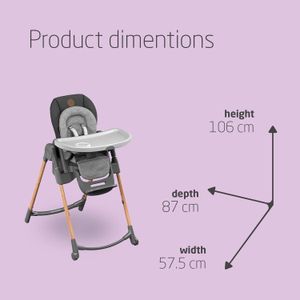 Maxi-Cosi Minla Highchair – Adjustable, Essential Graphite