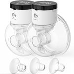 Bellababy Wearable Breast Pumps Hands Free, Low Noise Pain Free, Touch Screen, 4 Modes 9 Levels of Suction, Wireless Double Electric Breast Pumps Portable. (24mm Flanges, 21/19/17mm Inserts)