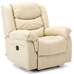 More4Homes SEATTLE ELECTRIC AUTOMATIC RECLINER ARMCHAIR SOFA HOME LOUNGE LOUNGE BONDED LEATHER CHAIR (Cream)