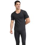 FREECULTR Men's Thermal Set | Antibacterial, Skin Friendly with Pure Cotton Blazetech Heat Retention | Slim Fit Solid |Grey (Half Sleeve -3XL)