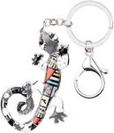 WEVENI Enamel Alloy Lizard Gecko Keychain Charms Jewelry For Women Girls Bag Car Wallet (Grey)