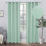 BUHUA Blackout Curtain Panels for Living Room, Thermal Insulated Grey Curtains, Window Curtains for Bedroom - 72 Inches Long Silver Wave Line with Dots Printed (52 x 72 Inch, Aqua, 2 Panels)